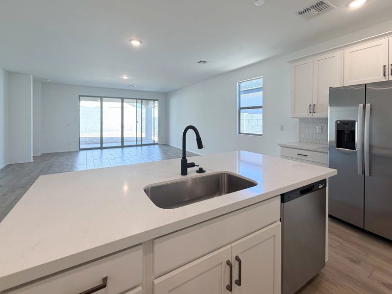 Kitchen, dining and great room