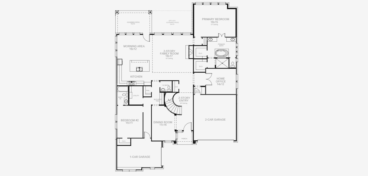2D floor plan layout for the 4097W by Perry Homes in Sweetgrass 80', Haslet, TX (Image 4).