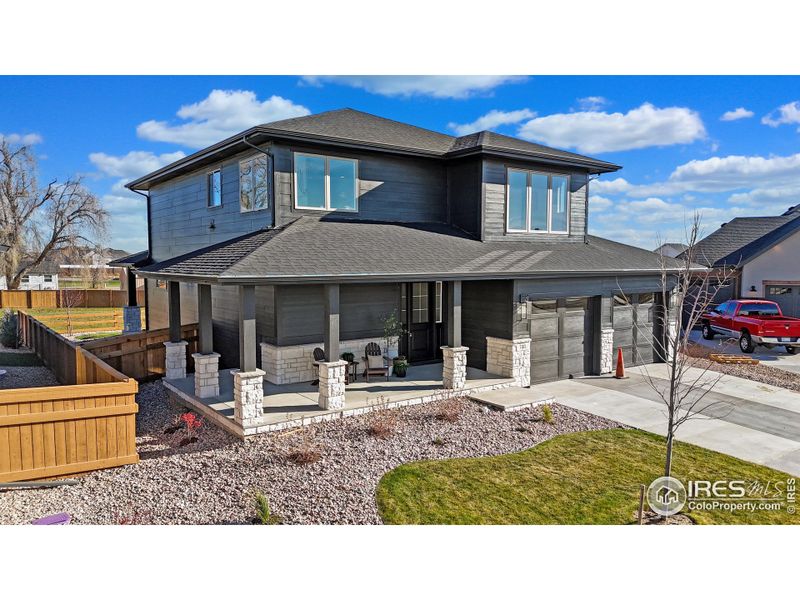 Exterior details and patio area of a home in Greenspire At Windsor Lake, Windsor (Image 25).