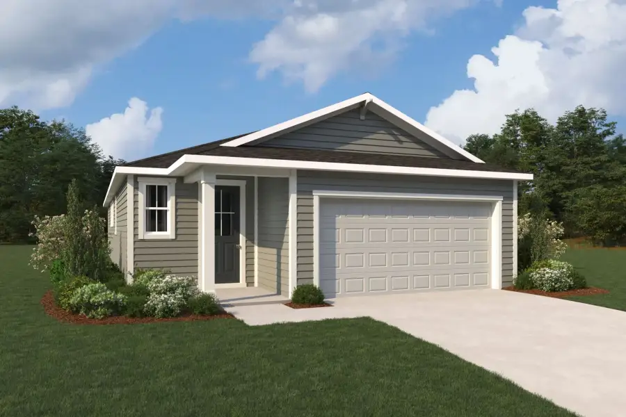 Front exterior of a new home in RiverTown, St. Johns, FL, highlighting curb appeal (Image 1). Front exterior of a new home in RiverTown, St. Johns, FL, highlighting curb appeal (Image 1).