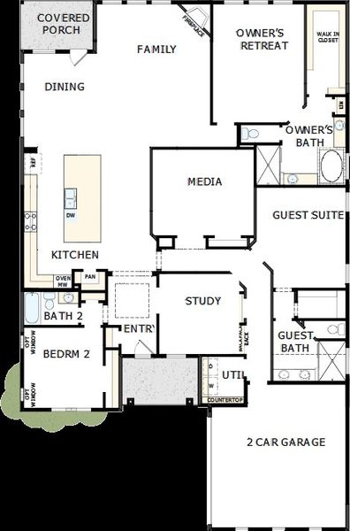 2D floor plan layout of this home in Goodland – Manor Series, Venus, TX (Image 2).