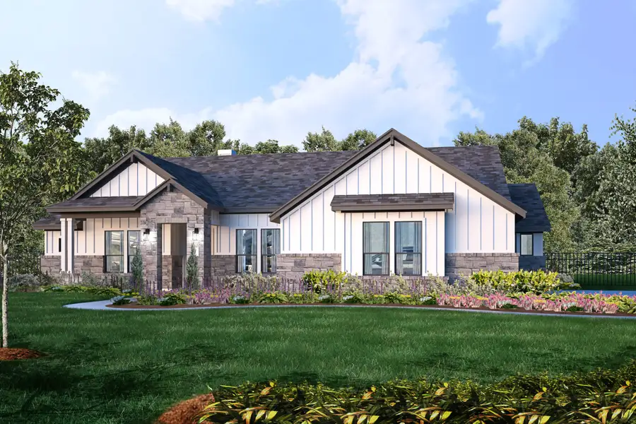 Representative exterior photo of a completed home built from the Llano II by Giddens Homes in Whispering Wind, Bertram, TX (Image 27). Representative exterior photo of a completed home built from the Llano II by Giddens Homes in Whispering Wind, Bertram, TX (Image 27).