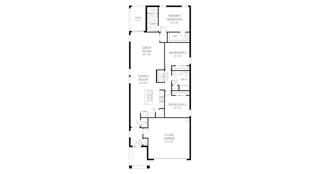 2D floor plan layout for the Turin - Single Family Homes by Dream Finders Homes in Seaire Phase Two, Palmetto, FL (Image 3). 2D floor plan layout for the Turin - Single Family Homes by Dream Finders Homes in Seaire Phase Two, Palmetto, FL (Image 3).