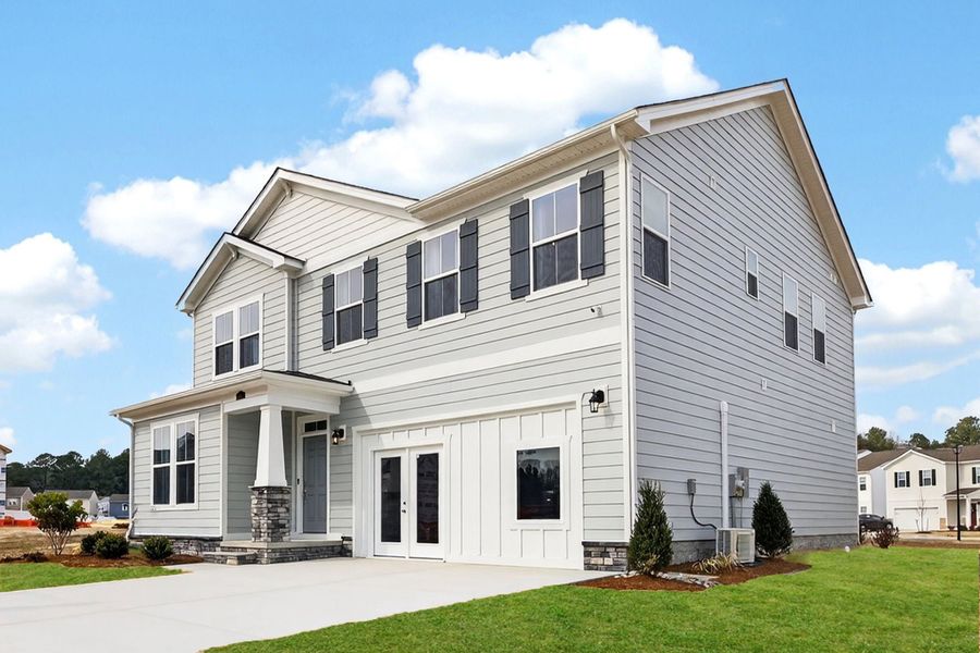 Representative exterior photo of a completed home built from the The Poppy by Chesapeake Homes in The Farm at Neill's Creek, Lillington, NC (Image 25).