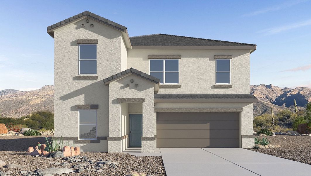 Representative exterior photo of a completed home built from the River by D.R. Horton in The Oasis at Rocking K, Vail, AZ (Image 1).