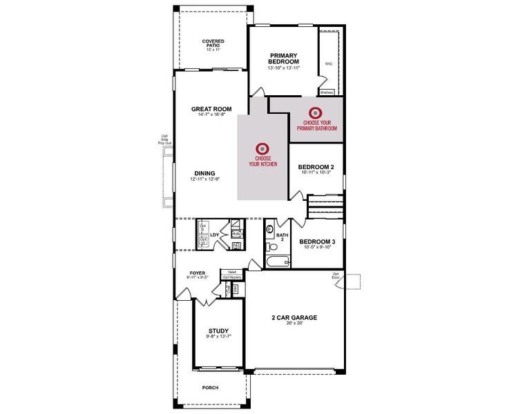 2D floor plan layout of this home in Highpointe at Northpointe, Peoria, AZ (Image 3).