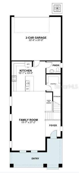 2D floor plan layout of this home in Center Lake on the Park, St. Cloud, FL (Image 3).