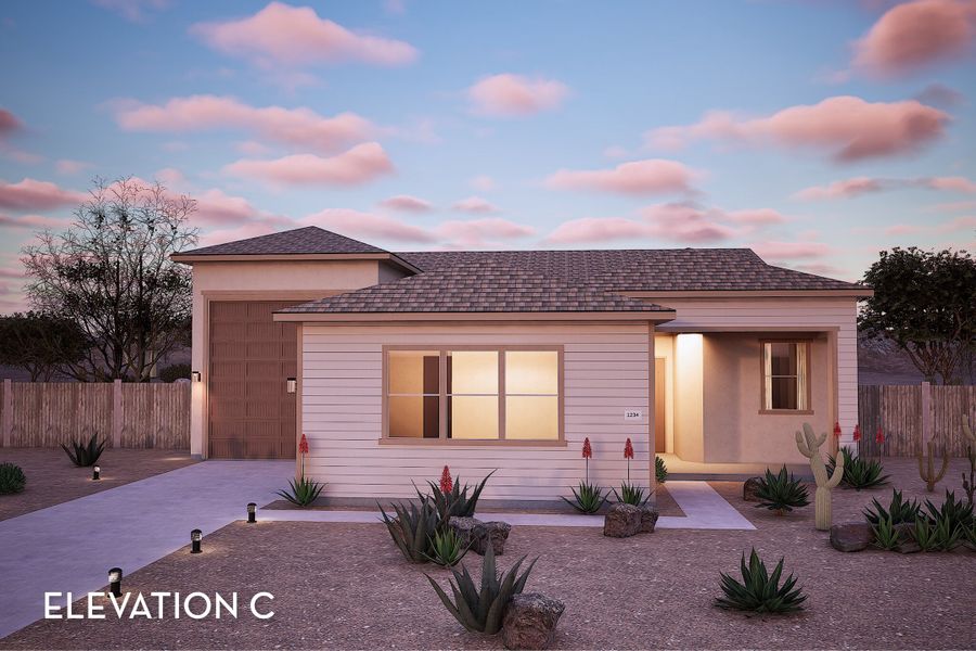 Representative exterior photo of a completed home built from the Bisbee by CastleRock Communities in Hayden Estates, Buckeye, AZ (Image 4). Representative exterior photo of a completed home built from the Bisbee by CastleRock Communities in Hayden Estates, Buckeye, AZ (Image 4).