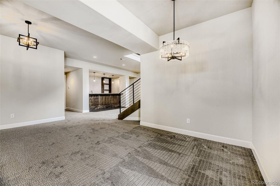 Lower level family room and game area