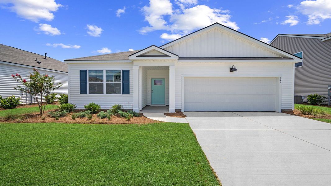 Representative exterior photo of a completed home built from the Aria by D.R. Horton in The Retreat at East Argent, Ridgeland, SC (Image 1).