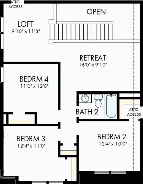 2D floor plan layout of this home in Davis Ranch 50', San Antonio, TX (Image 6).