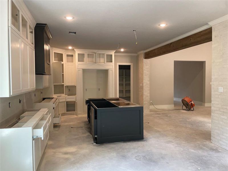 This kitchen is amazing with floor to ceiling custom cabinets- top of the line appliance package