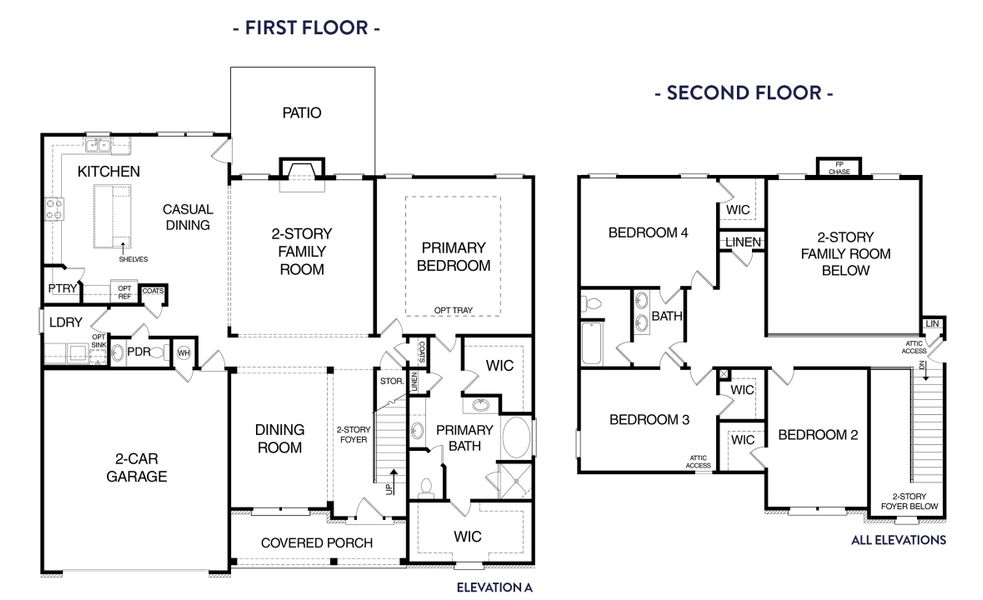 2D floor plan layout for the (GA)The Kirkland | Front Entry by Reliant Homes in Spring Creek, Monroe, GA (Image 3).