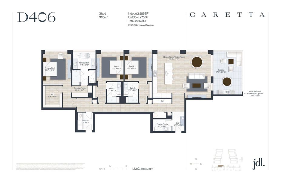2D floor plan layout of this home in Caretta, Juno Beach, FL (Image 3).