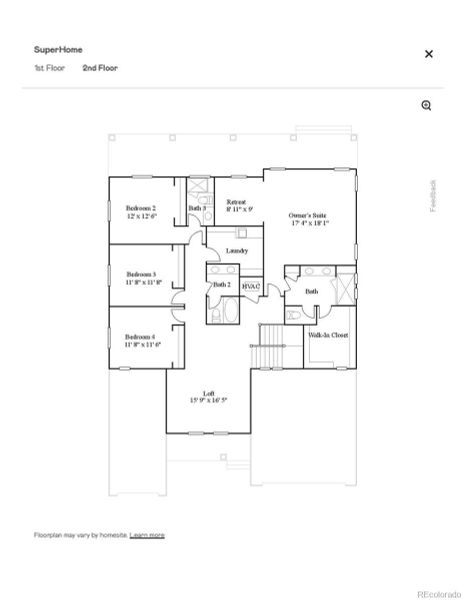 2D floor plan layout of this home in Red Rocks Ranch, Morrison, CO (Image 4).