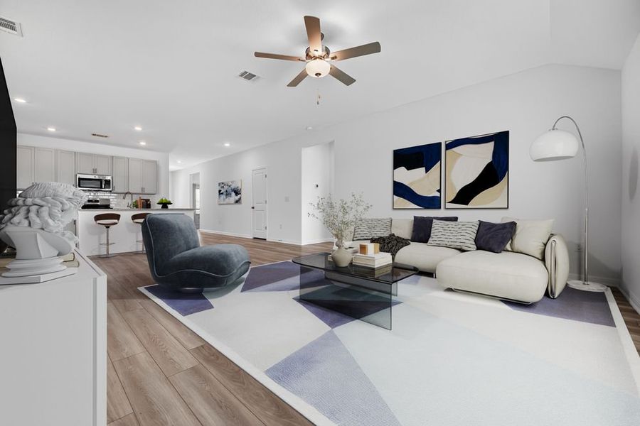 Representative furnished interior of a home built from the Bluejay by Taylor Morrison in Longview, Del Valle (Image 9). Representative furnished interior of a home built from the Bluejay by Taylor Morrison in Longview, Del Valle (Image 9).