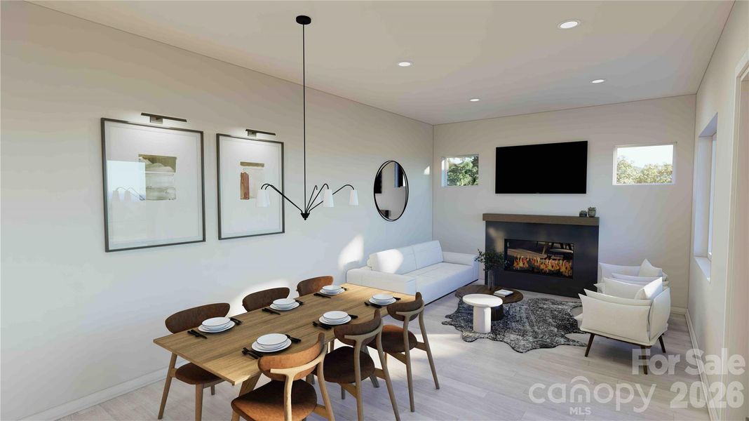 Main level living room rendering