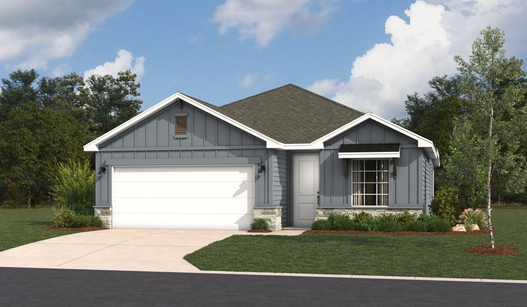 Representative exterior photo of a completed home built from the Roswell by Hakes Brothers in Hunters Ranch, San Antonio, TX (Image 15).