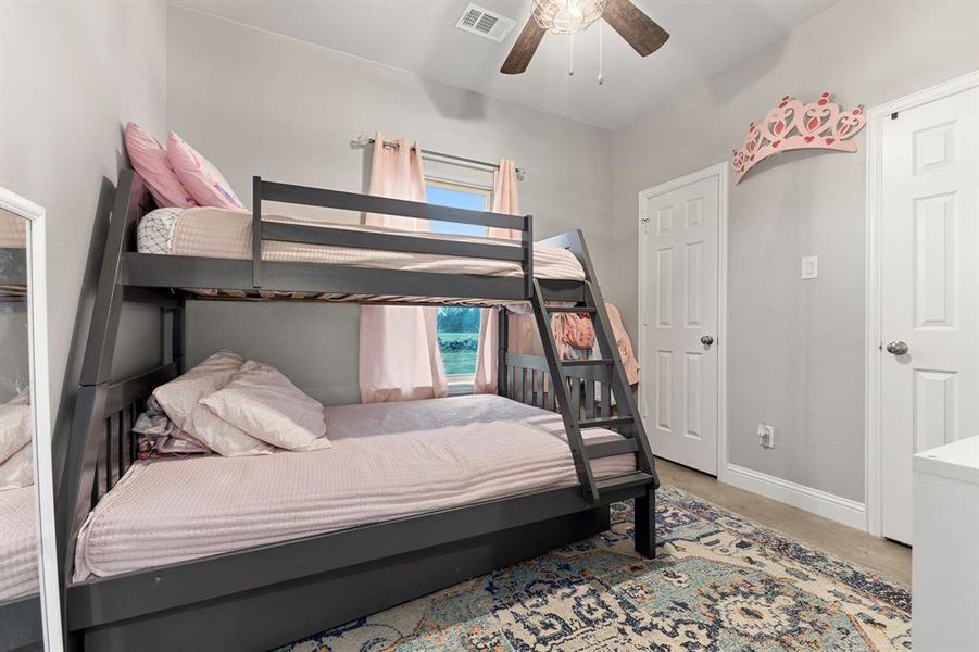 Bedroom featuring ceiling fan