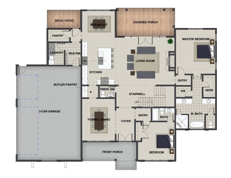 2D floor plan layout for the Summerbrook by Riverstone Construction, LLC in River Gorge Ranch, River Gorge Ranch, TN (Image 5).
