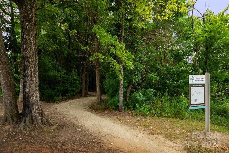 Carolina Thread trail - with 2.7 miles of trail for walking or biking you can take in the scenic views along the Rocky River