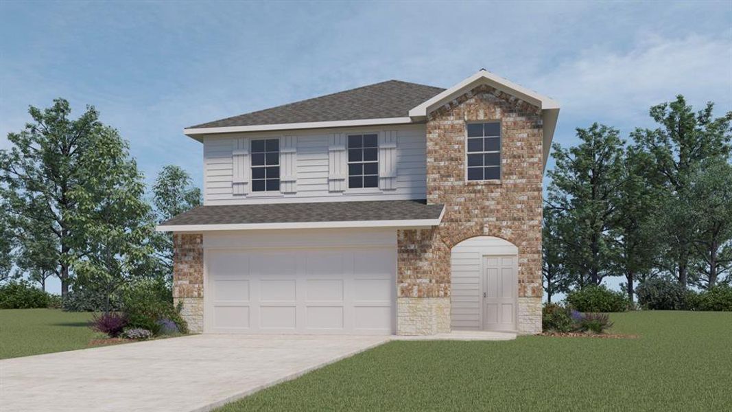 Front exterior of a new home in Wildcat Ranch, Crandall, TX, highlighting curb appeal (Image 2).