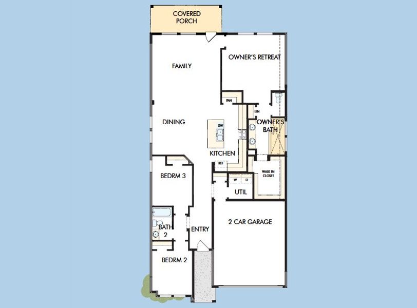 2D floor plan layout for the The Flora by David Weekley Homes in Briggs Ranch – Select Classic Series, San Antonio, TX (Image 3).