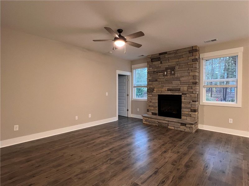 Family room with gas fireplace