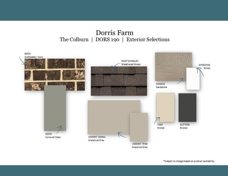 Sample of building materials used in homes in Dorris Farm at Willow Springs, White House (Image 45).