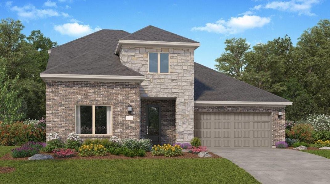 Front exterior of a new home in Scotts Bend, Baytown, TX, highlighting curb appeal (Image 2).