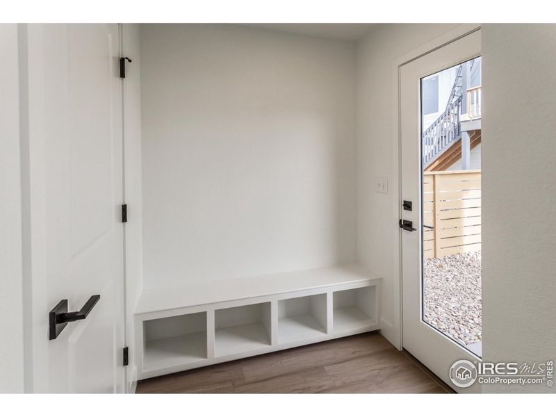 Built in cubbies near entry