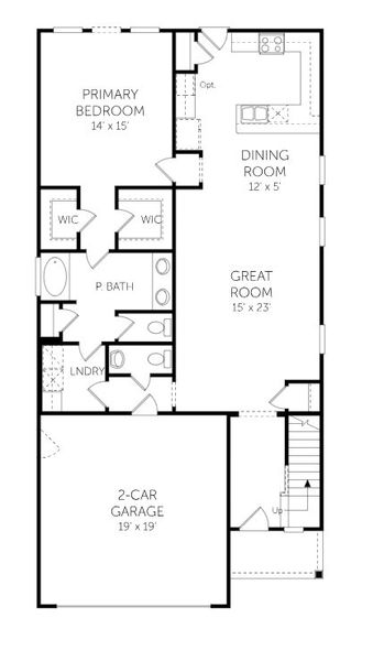 2D floor plan layout for the Hawthorne - Single Family Homes by Dream Finders Homes in Abbey Walk, Moncks Corner, SC (Image 5).