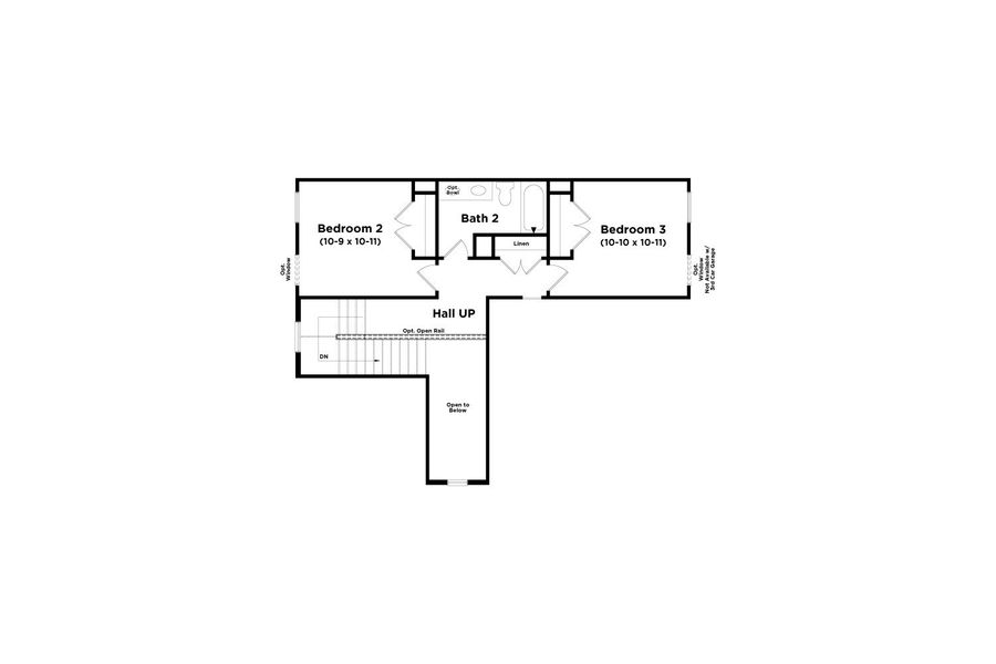 2D floor plan layout for the Greenwich by DRB Homes in The Park at Brighton, Locust Grove, GA (Image 4).
