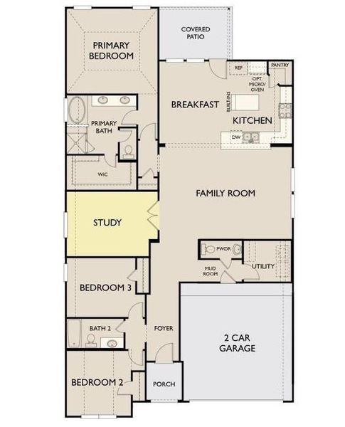 2D floor plan layout of this home in Westland Ranch, League City, TX (Image 3).