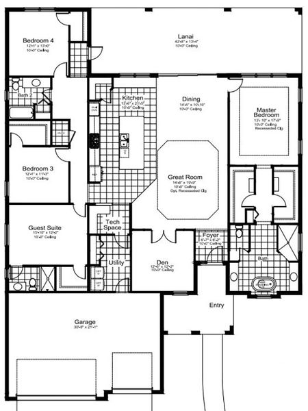 2D floor plan layout for the Savannah 2 by Neal Communities in Grand Park, Sarasota, FL (Image 5).