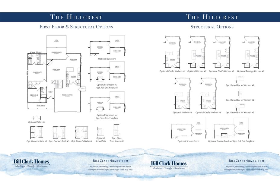 2D floor plan layout for the Hillcrest by Bill Clark Homes in Laurel Oaks, Greenville, NC (Image 4).