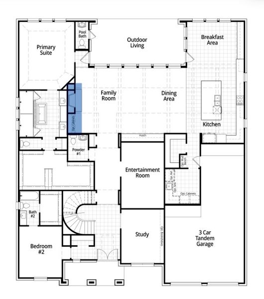 2D floor plan layout for the Palermo by Highland Homes in Ridgeline: 70ft. lots, McKinney, TX (Image 28).