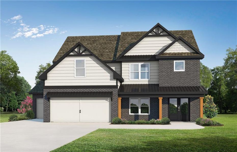 Front exterior of a new home in , Cumming, GA, highlighting curb appeal (Image 1). Front exterior of a new home in , Cumming, GA, highlighting curb appeal (Image 1).