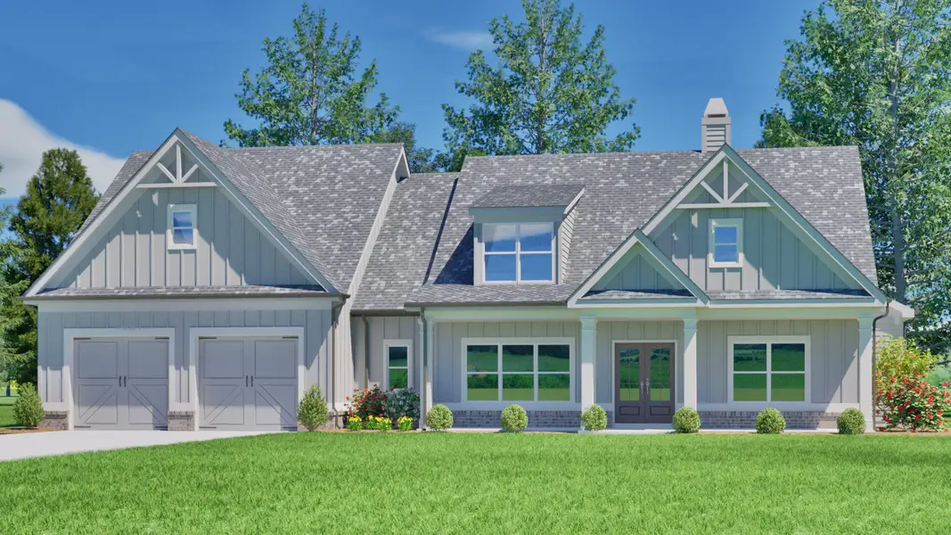 Front exterior of a new home in Spring Creek, Monroe, GA, highlighting curb appeal (Image 1).