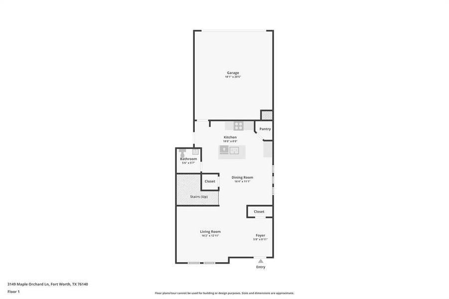2D floor plan layout of this home in Orchard Village, Fort Worth, TX (Image 5).