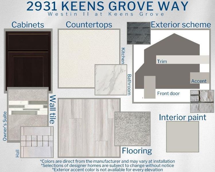 Westin II - Colors for this home