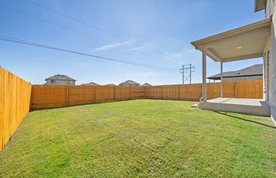Exterior details and patio area of a home in Crosswinds, Kyle (Image 2). Exterior details and patio area of a home in Crosswinds, Kyle (Image 2).