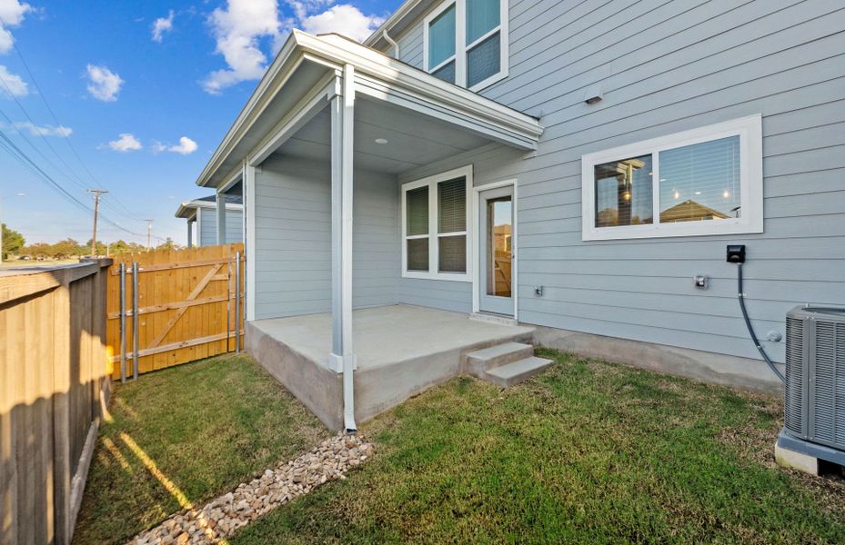 Exterior details and patio area of a home in Northpoint at Old Settlers, Round Rock (Image 3). Exterior details and patio area of a home in Northpoint at Old Settlers, Round Rock (Image 3).