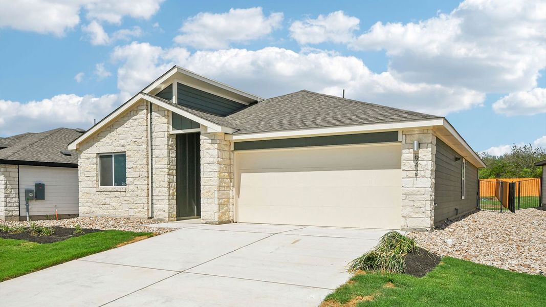 Front exterior of a new home in Trails at Wildhorse, Austin, TX, highlighting curb appeal (Image 2).
