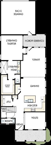 2D floor plan layout of this home in Sienna - Landmark Row Collection, Missouri City, TX (Image 5). 2D floor plan layout of this home in Sienna - Landmark Row Collection, Missouri City, TX (Image 5).