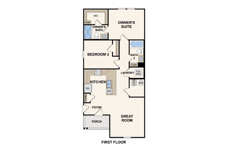 2D floor plan layout for the Carolina by Century Complete in Sunny Hills, Chipley, FL (Image 3).