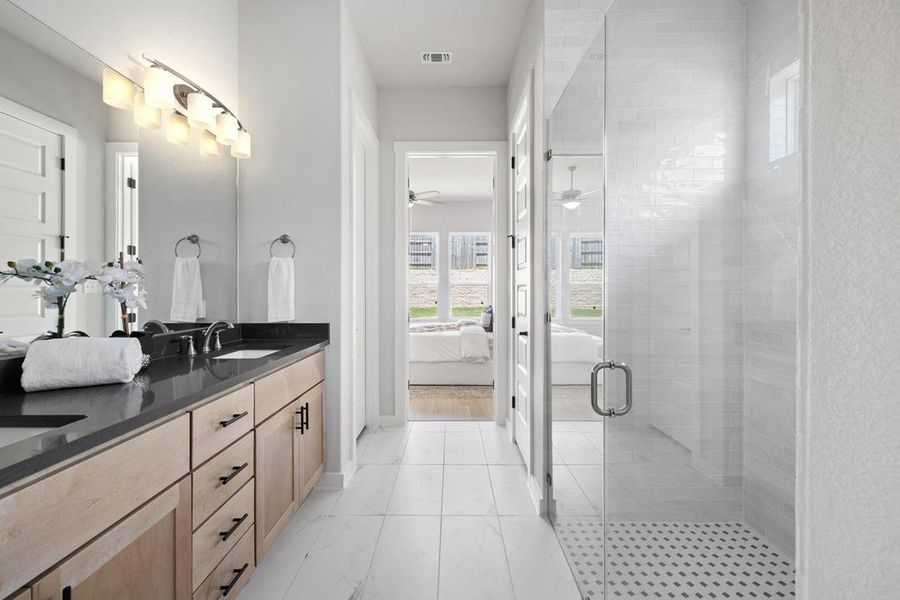 Furnished interior view inside a new home in Park Collection at Lariat, Liberty Hill (Image 27). Furnished interior view inside a new home in Park Collection at Lariat, Liberty Hill (Image 27).