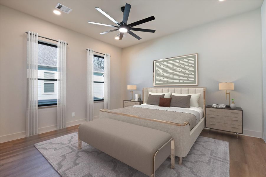 Spacious primary suite (virtually staged)