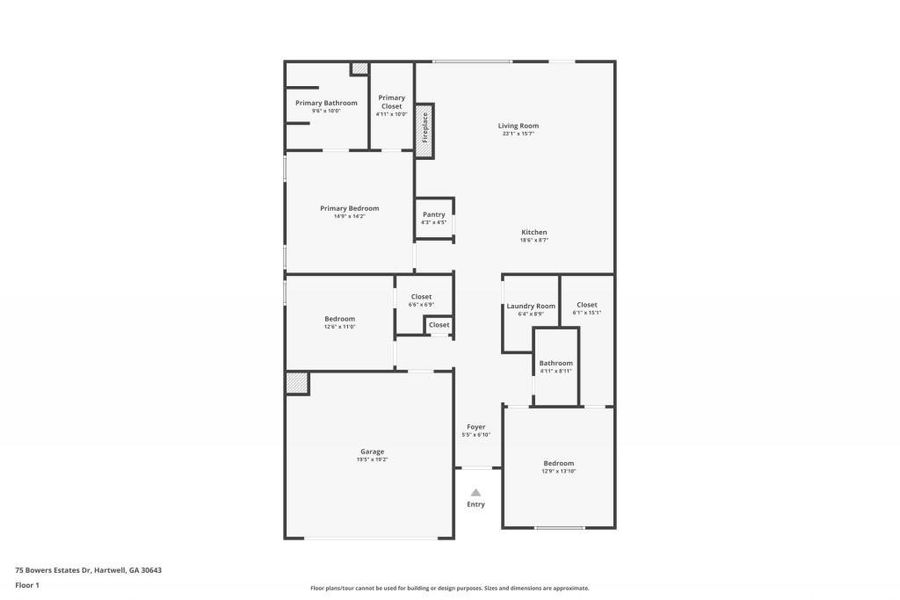 2D floor plan layout of this home in , Hartwell, GA (Image 5).