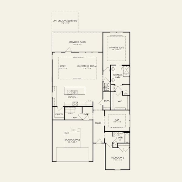 2D floor plan layout for the Palmary by Del Webb in Del Webb Carolina Ridge, Midland, NC (Image 5).